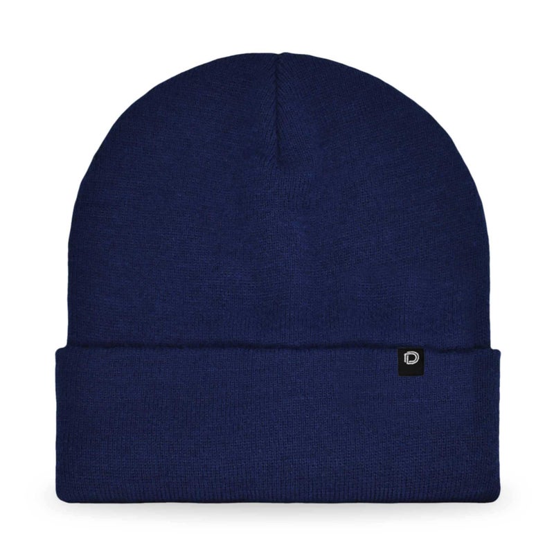 DALIX 12" Unisex Knit Beanie in Navy Blue - Image 1